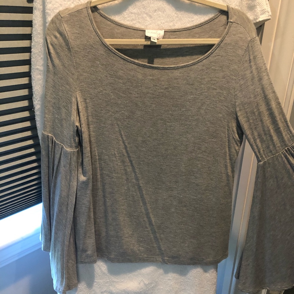 Neely Grey Flares Sleeve Top Size Medium